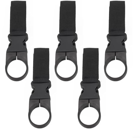 Water Bottle Holder Clips Set of 4, MOLLE Compatible Design for Secure Carrying During Outdoor Adventures (Black)