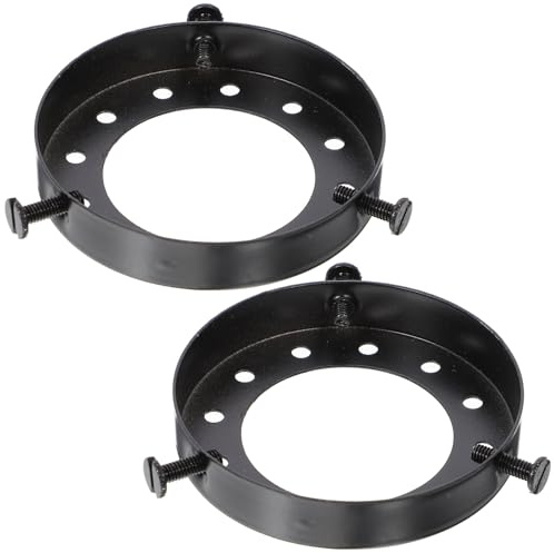 Ersatzring Schwarz Lampenschirm Abdeckungsring Eisen | Lampenschirmadapter mit Gewinde zum Festziehen, Antike Oberfläche, 2 Stück Packung für Reparatur und Deko