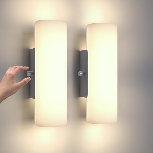 ChangM LED Wandleuchte Innen 12W Moderne Wandleuchte mit Schalter Acry LED Wandlampe Dimmbar der Drehschalter Warmweiß 3000K für Flur Wohnzimmer Schlafzimmer und Andere Innenszenen 2 Pack