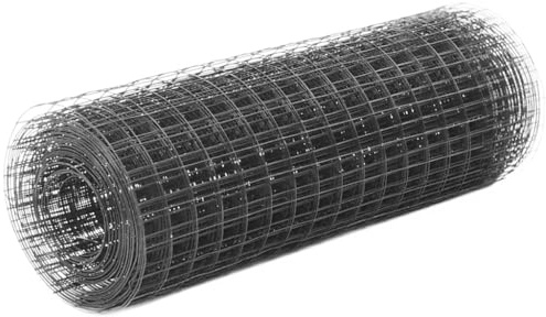 Drahtzaun Stahl mit PVC-Beschichtung 10x0,5 m Grau, Maschendraht für Garten, wetterfest, 25x25mm Maschenweite, ideal für Geflügelhaltung