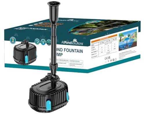AllPondSolutions PPF-1000 Pond Pump Submersible with Fountain Attachment for Outdoor Garden – Adjustable Flow 1000 Litre/Hour Flow Rate