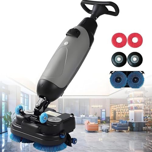 DPQYJPP Autolaveuse compacte Professionnelle avec réservoirs séparés de 5.5 L et 8.5 L, brosses de Nettoyage motorisées de 45 cm (18 Pouces), sans Fil et alimentée par Batterie 36 V. Grey