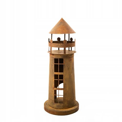 Kapaga – Leuchtturm Gartendekoration – 50 cm – Metall Corten Optik | wetterfeste Maritime Deko für Garten und Terrasse