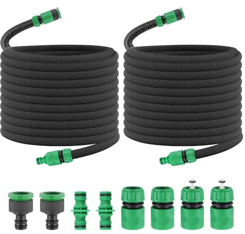 TOROKOM Tuyau Microporeux d'Irrigation, 100FT Tuyau Poreux Flexible, Tuyau d'Infiltration PE Goutte à Goutte, Tuyau d'Arrosage Extensible pour Jardin, Pelouse, Plantes et Terrasse