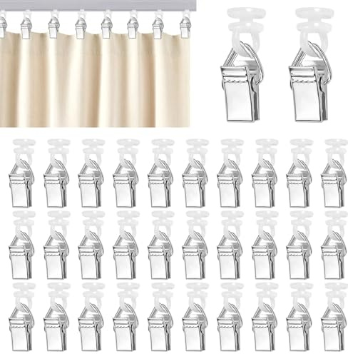 Quelcc Vorhang Clips, 100 Stück Gardinenhaken mit Rollen, Gardinenröllchen für Schiene, Hochwertige Eisen/Kunststoff Gardinenhaken