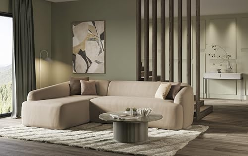 DOMO. collection Ecksofa Parika, L Couch, organische Form, Longchair Links, 296 x 196 x 81 cm (BxTxH), Taupe (grau)