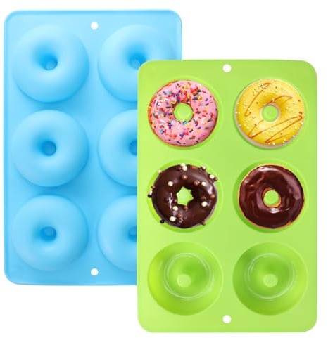 ARubyForest 2 Stück Donuts Backform 6 Hohlraum Donut Backform Antihaft Donut Form Silikon Donutform Doughnut Mould für Kuchen Muffins Keks Bagels