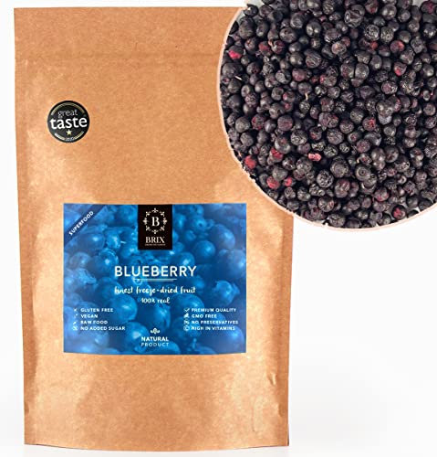 BRIX Mirtillo Liofilizzato | 100% Mirtilli Secchi Naturali 95 g | Frutta Essiccata | Non-OGM, Senza Glutine, Vegano e Vitamine Preservate