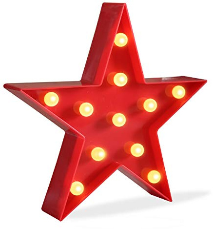 Marquee - Luce a forma di stella, in plastica, con luce LED, decorazione da parete, funzionamento a batteria, colore: Rosso