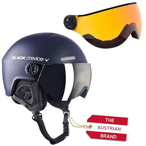 Black Crevice Skihelm Arlberg mit 2 Visier, Navy/White, S/M