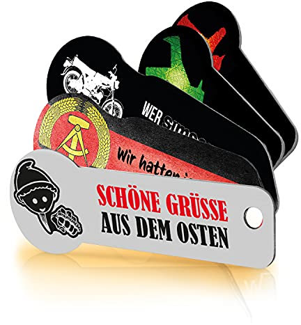 Einkaufswagenlöser ® Ossi Set/Schlüsselanhänger Einkaufschip mit Schlüsselfundservice/Abziehbarer Einkaufswagenchip Metall, Chip Einkaufswagen, Key Finder / 5 Stück