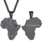 Edelstahl Damen Afrika Karte mit I LOVE AFRICA Gravur mit Eingravierten Namen Tier Afrika Kartenanhänger Profil Landkarte von Afrika Anhänger Biker Schmuck-Accessoires in Schwarz mit 56cm+5cm Kette