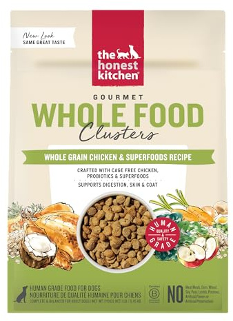 The Honest Kitchen Human Grade Whole Food Clusters Whole Grain Chicken & Oat Dry Dog Food - Complete & Balanced Meal or Topper - 1 lb Bag