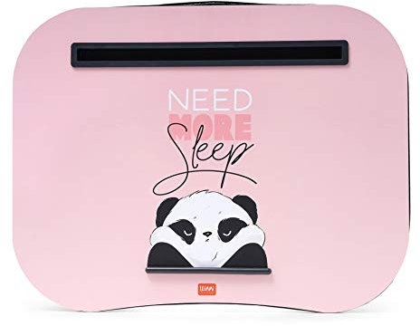 Legami - Support pour Ordinateur Portable, 44 x 33,5 cm, Ordinateur Portable, Fente Support pour Tablette, thème Panda, Coussin Souple avec Rembourrage, poignée latérale