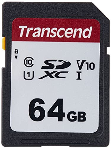 Transcend 64GB SDXC 300S Speicherkarte UHS-I, C10, U3, V30, 4K, Full HD, bis zu 95/40 MB/s (Ideal für Digitalkameras) mit Frustration-Free-Verpackung - TS64GSDC300S-E2