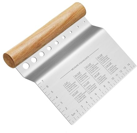 ALLTOP Dough Bench Scraper/Cutter/Chopper Stainless Steel Blade with Herb Stripper,Multipurpose Kitchen Pastry Tool with Scale Ruler - Leaf Remover - 1 Pack