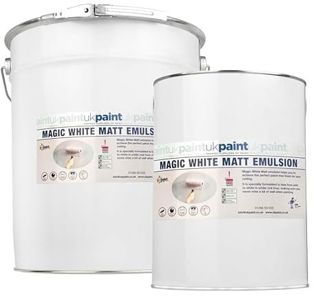 UK PAINT - Magic White Matt Paint - 20 litres - Pure Brilliant White Emulsion - Specially formulated to Fade from Pink to White