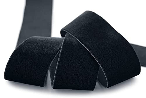 finemark 3 m x 36 mm Elastisches Samtband Schwarz (725) Velour Stretch extrem dehnbar weich einseitig Samt 20% Elasthan zum nähen