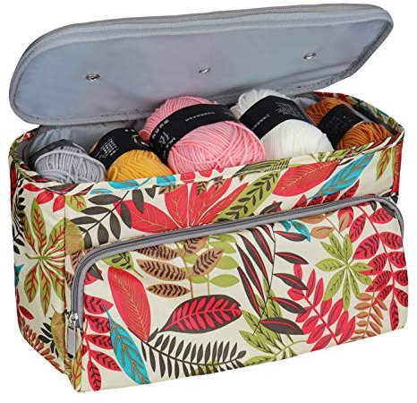 Coopay Knitting Bag, Project Bag for Crochet, Knitting Bags and Knitting Organizers, for Wool and Needles Storage, Travel Wool Bag Yarn Holder Large, Showerproof, 12×6.1×7.3 inches, Autumn