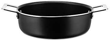 Alessi Pots&Pans Casseruola al, Alluminio con Rivestimento Antiaderente, Inossidabile 18/10, Fondo in Acciaio Magnetico Adatto Anche alla Cottura a Induzione, Nero, 24 cm