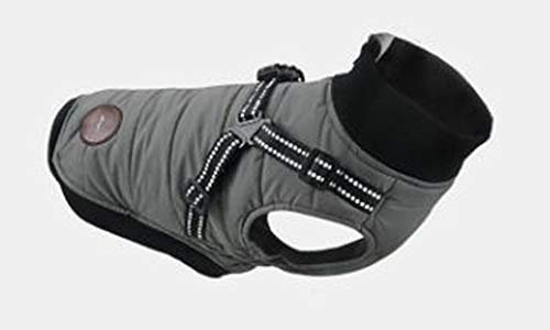 HuanHaoYu Hundejacke, Schneeanzug mit reflektierendem Sicherheitsstreifen, elastisch, wasserdicht, Baumwolle gepolstert, bequem, Weihnachtsgeschirr für Welpen, kleine und mittelgroße Hunde, Blau – XS