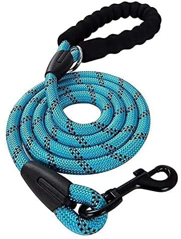 Reflective Dog Rope Lead With Padded Handle - Multiple Size & Colour Options (Standard - 1m Length, Blue)