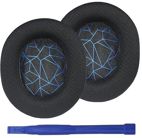 Adhiper Arctis 7 Ersatz Ohrpolster, kompatibel mit SteelSeries Arctis 1,Arctis 3,Arctis 5,Arctis 7,Arctis 9X,Arctis Pro Gaming Headset,Ersatz Ohrpolster mit Memory Foam Mesh (Blau gestreift)