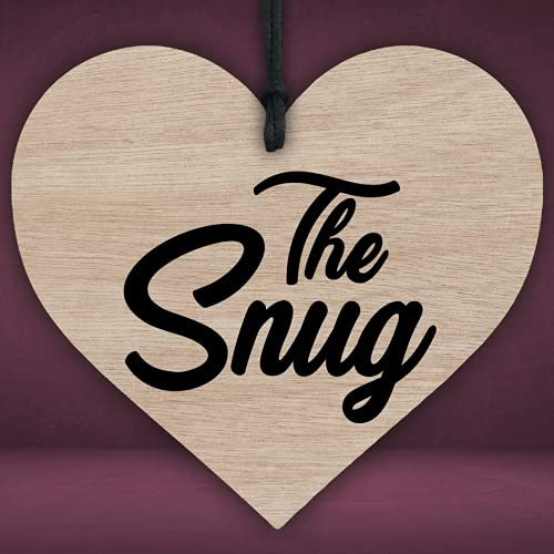 ELITEPRINT HC082 Printed Heart The Snug Wooden Hanging Heart Bedroom Door Plaque Shabby Chic Home Decor Sign