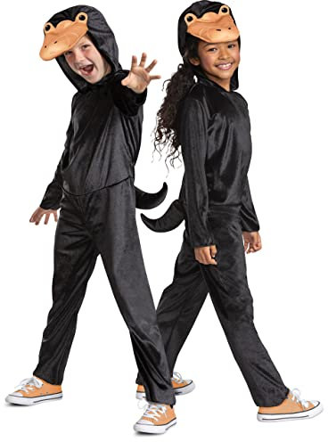 Niffler Costume for Kids, Official Fantastic Beasts Costume Jumpsuit with Hood and Tail, Child Size Small (4-6)