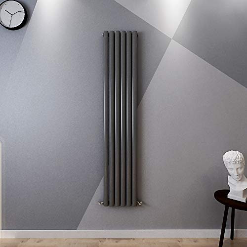Acezanble∣Anthracite Radiators Single Oval Column Panel Vertical 1800mm Tall Radiator Centre Heating for Bathroom Kitchen Living Room Small Large Average