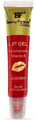 Beauty Forever Clear Moisturizing Lip Gel Tube, Enriched with Vitamin E, Lightweight, Plain & Glitter Finish, Shimmer Infused, Available in 11 Flavours, 18ml (Cherry)
