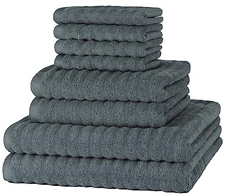 Merana OSLO Handtuch Set | schnelltrocknend, weich & fusselfrei | Frottier Luxus Qualität | 100% Baumwolle Frotte | OEKO-TEX | 590 GSM | Dunkelgrau (8er Sparset | 4 Gästetuch, 2 Handtuch, 2 Duschtuch)