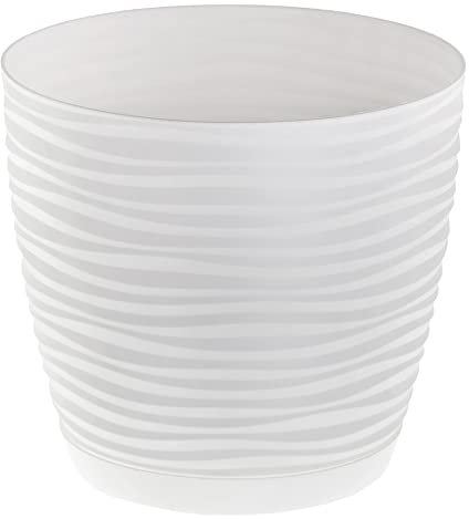 SPARKLE PLANTS Sahara Large White Plant Pot, 7 Sizes, 8 Colours - Large Plant Pots with Drainage Holes and Matching Saucer - Modern Decorative Round Flower Pot (27 cm)