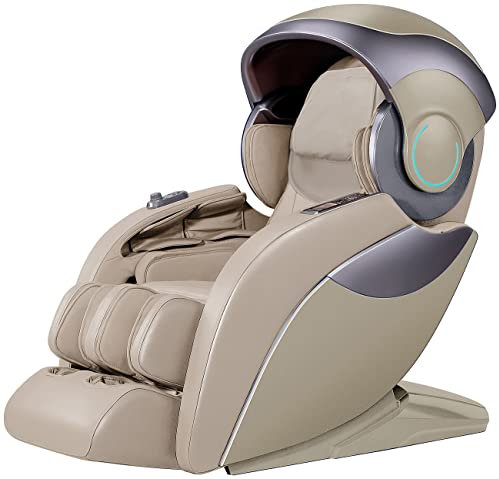 newgen medicals Luxus-Ganzkörper-Massagesessel mit Space-Cover, Bluetooth, App, beige