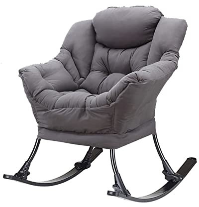 Schaukelstuhl mit Legiertem Stahl Gestell, Schaukler Relax-Stuhl mit Abnehmbarem Wippe, Liegestuhl für Veranda Wohnbereich Balkon, Unterstützung 150KG (Color : Gray)