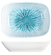 H&H Neptune Piattino Rettangolare in Porcellana, 14cm, Design Moderno ed Elegante, Blu Sfumato