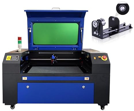 CO2 Laser Graviermaschine 60W Laser Engraver Metall Graviergerät Lasergravierer 700x500mm Gravurmaschine Gravurwerkzeug + Drehachse