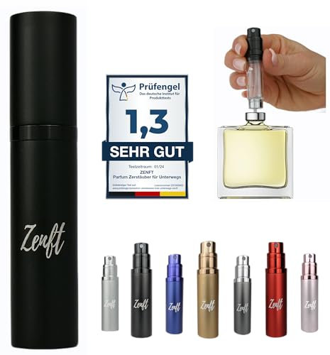 ZENFT Parfümzerstäuber – Duft auf Reisen leicht gemacht! Parfum Zerstäuber für Unterwegs mit innovativem Design und einfacher Befüllung - Dein idealer Begleiter für frischen Duft überall (schwarz)