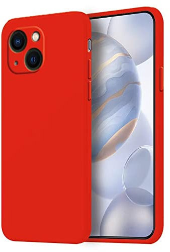 HONLEN Coque pour iPhone 13 Mini Protection Étui, (5.4 inches) Liquide TPU Silicone Case Anti Rayures Ultra Mince Souple Cover en Silicone Rouge de Chine