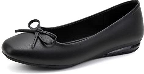 Greatonu Ballerinas Damen Elegant Klassische Ballerinas mit Schleife Bequeme Flache Schuhe Für Damen Slip On Ballerina Schuhe Damen Schwarz 39