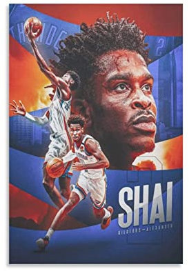 XINGSHANG Basketball Star Shai Gilgeous Alexander Poster Gemälde auf Leinwand Wandkunst Poster Scrollen Bild Druck Wanddekoration Home Poster 60 x 90 cm
