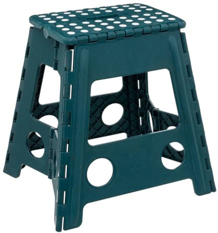 5five - Marchepied Pliable Plastique Bleu 1 Marche 39cm Verrouillage de Sécurité Rangement Facile Revêtement Anti-dérapant Charge Max 110kg