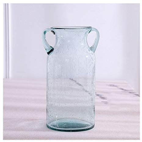CAZARU Vases Bleu Clair Vase en Verre Transparent Salon Maison Table Basse Chambre Étude Bureau Décoration Binaural Vase Vase Créatif Vase À Fleurs Décoratif