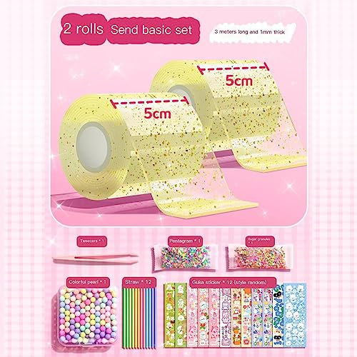 Nano Tape Blow Bubble Dekompressionsball Bunte Blasen, doppelseitiges Set Flash Tape Tape Tape mit Nano Crafts Strohhalmen
