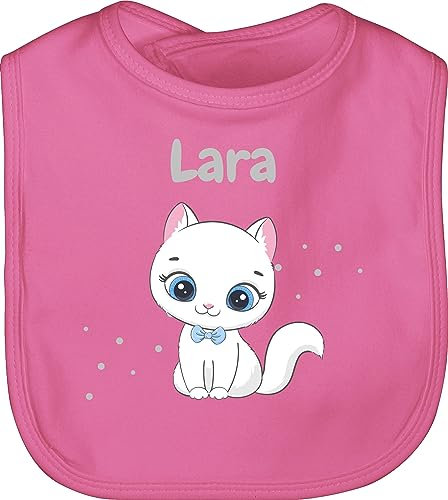 Baby Lätzchen - Süße Katze Katzen Katzenmotiv Cat Cats - Unisize - Pink - katzenmotiven katzenliebhaberin katzenbesitzerin katzenliebhaber für katzenfreunde katzenfreund personalisierte name