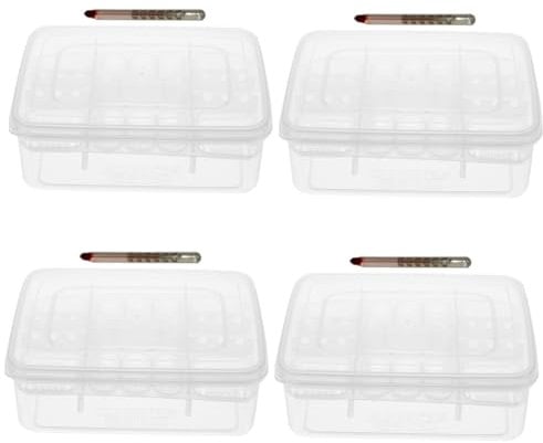 Mipcase 4 Stück Reptilienbrutkasten Reptilien Terrarien Inkubator-Thermometer Reptiliennebel Reptilienboden Brutkasten Für Eier Reptilienwerkzeug Weiß Zuchtbox Plastik Kriechen