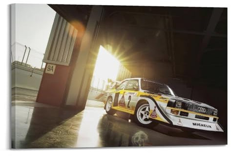 JLTC Vintage-Auto-Poster 1985 Audi Quattro Sport S1 Rennwagen, dekoratives Gemälde, Leinwand-Wandposter und Kunstdruck, modernes Familienschlafzimmer-Dekor-Poster, 60 x 90 cm