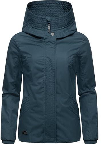 Ragwear Damen Übergangsjacke leichte wasserdichte Jacke kurz mit Kapuze Vannesa Petrol Gr. XL