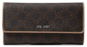 Nine West Damen Zuri SLG Check Sec Wallet, Braunes Logo/Latte, Medium