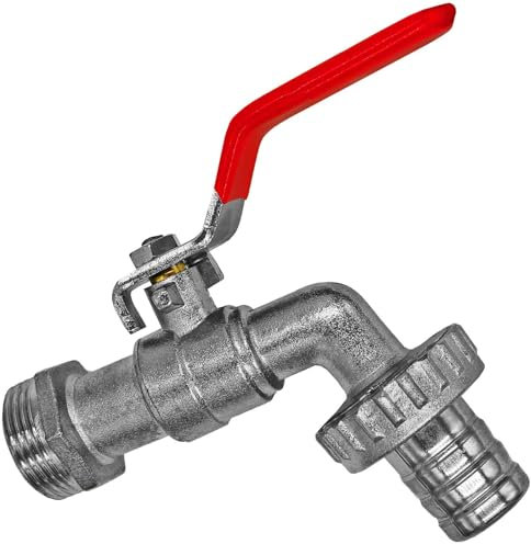 Kugelhahn mit Stahlhebel verchromt für Wandanschluß 1 Rohr-Zoll Außengewinde AG und Schlauchtülle Außendurchmesser 28mm